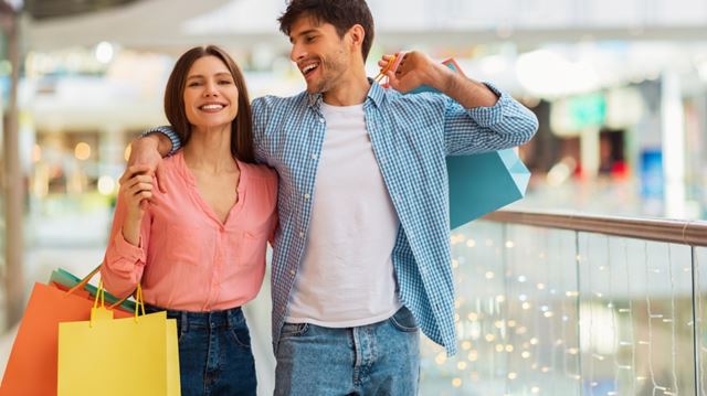 Young couple shopping in a department store